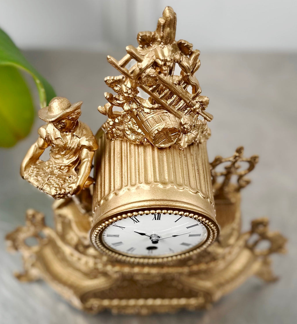 Antique French Figural Spelter Quartz Mantel Clock | Adelaide Clocks