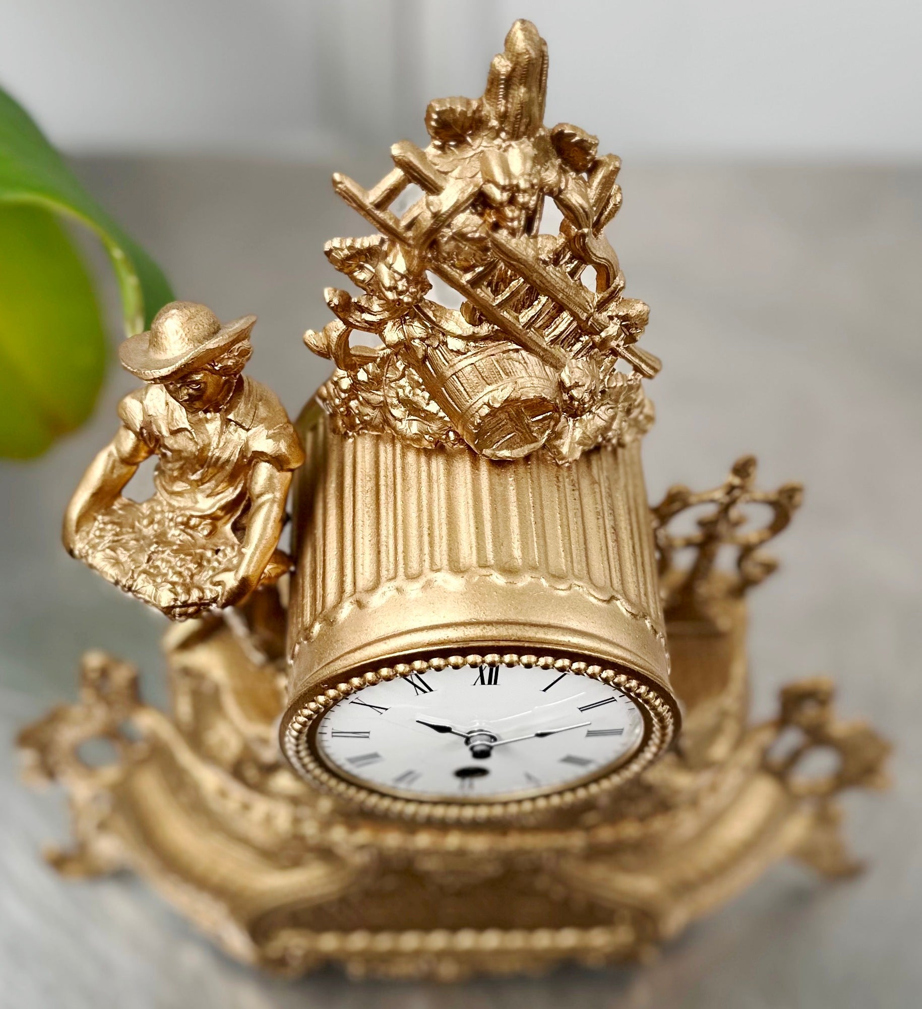 Antique French Figural Spelter Quartz Mantel Clock | Adelaide Clocks