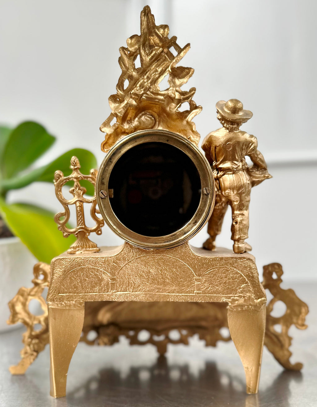 Antique French Figural Spelter Quartz Mantel Clock | Adelaide Clocks
