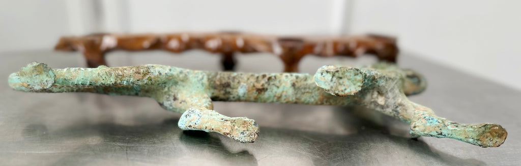 Vintage Chinese Bronze Mystical Dragon on Wooden Stand | Adelaide Clocks