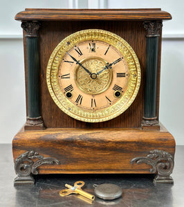 Antique GILBERT U.S.A Bell and Hammer on Coil Strike Mantel Clock | Adelaide Clocks