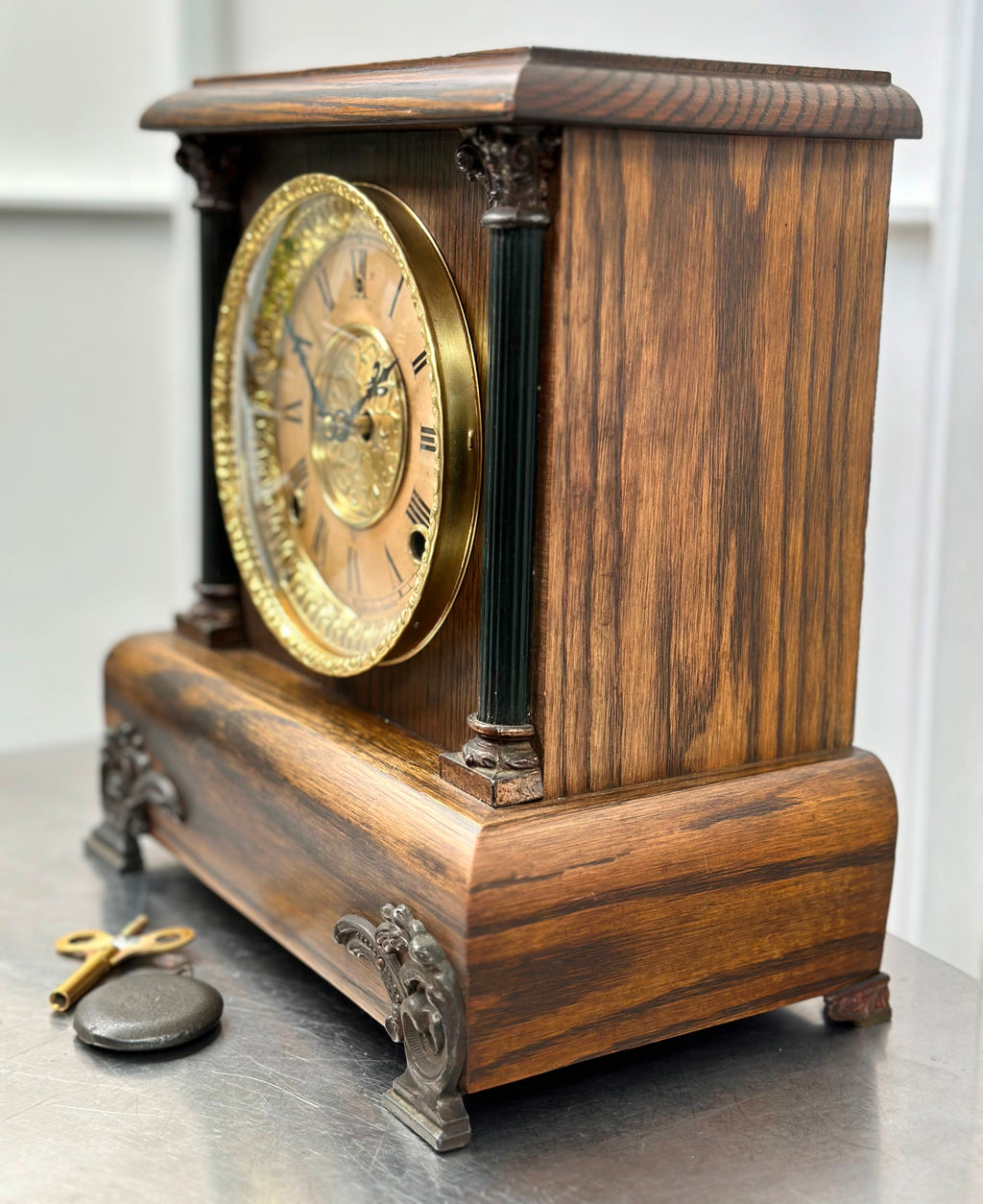Antique GILBERT U.S.A Bell and Hammer on Coil Strike Mantel Clock | Adelaide Clocks