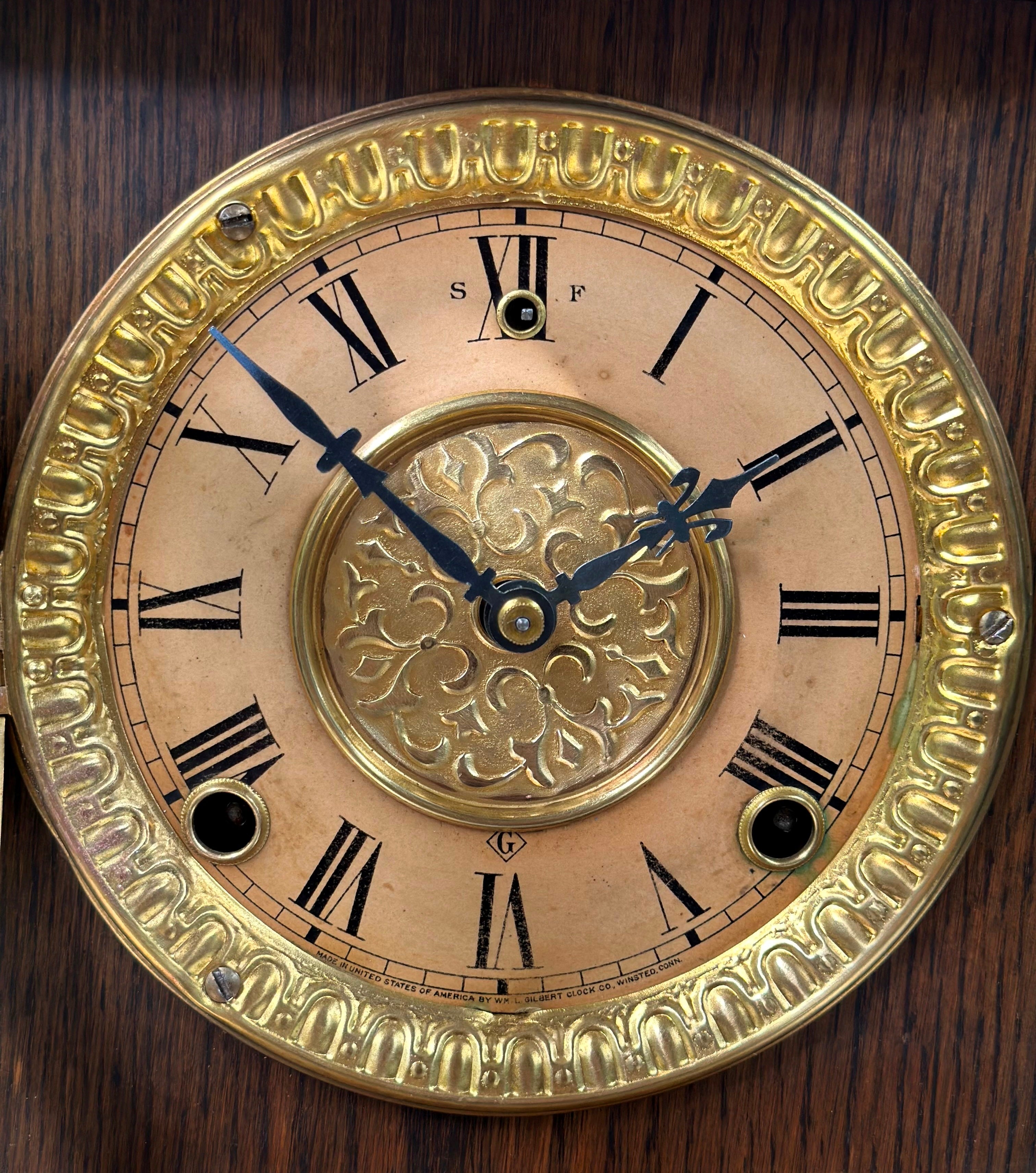 Antique GILBERT U.S.A Bell and Hammer on Coil Strike Mantel Clock | Adelaide Clocks