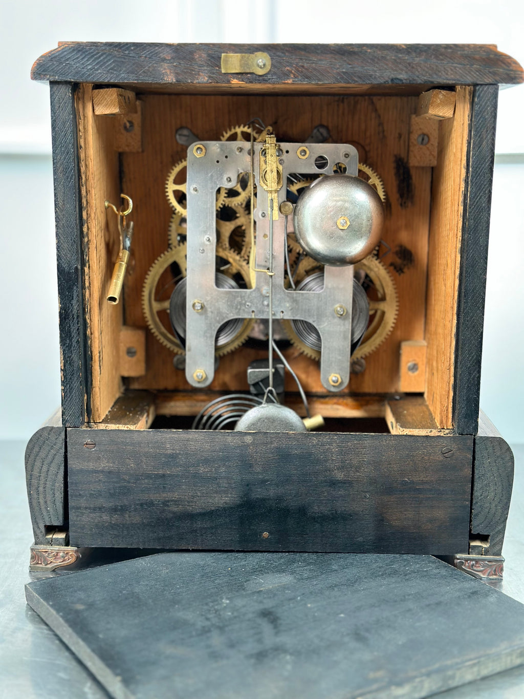Antique GILBERT U.S.A Bell and Hammer on Coil Strike Mantel Clock | Adelaide Clocks