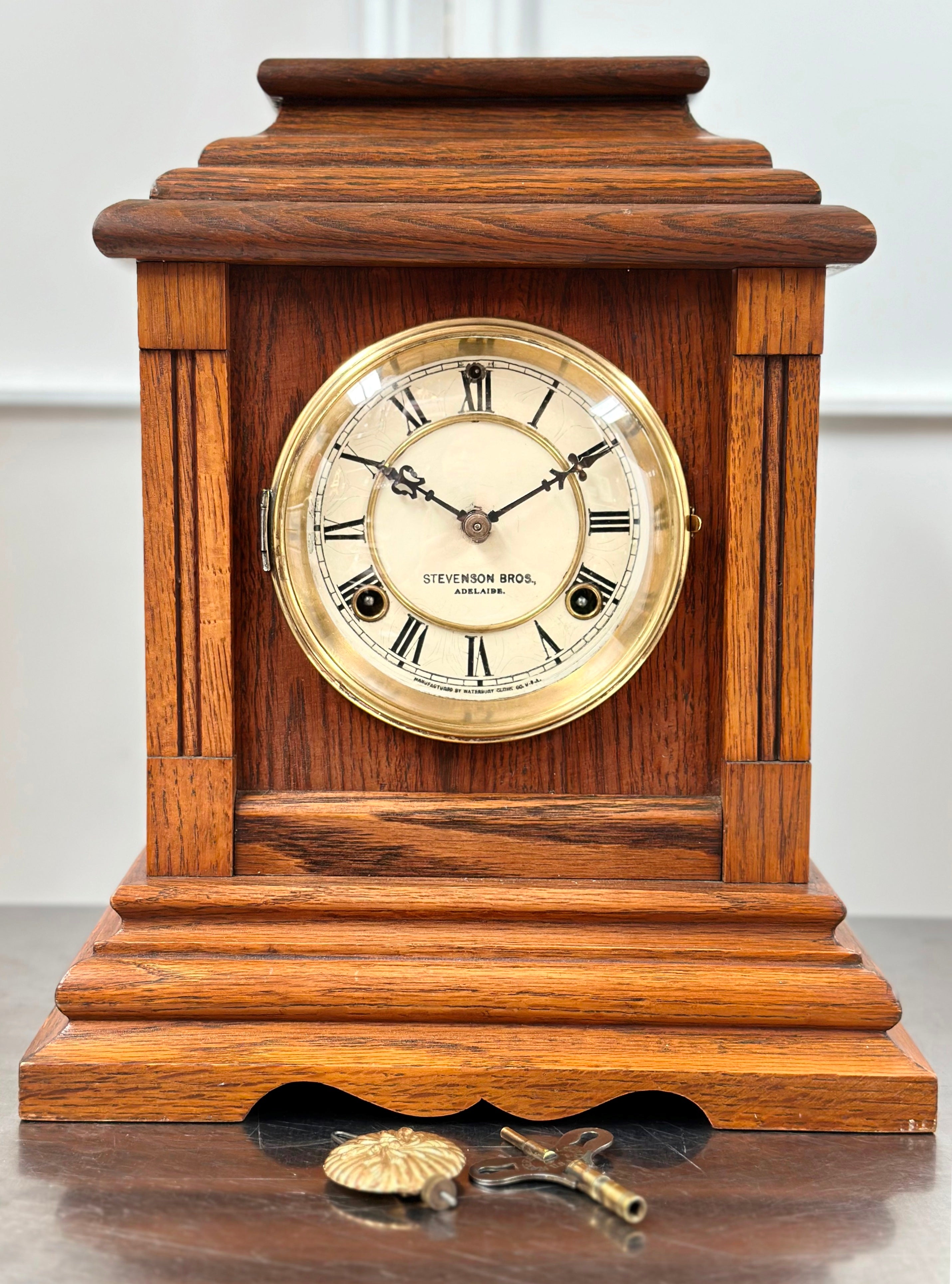 Antique Waterbury Hammer Bell and Coil Chime Mantel Clock | Adelaide Clocks