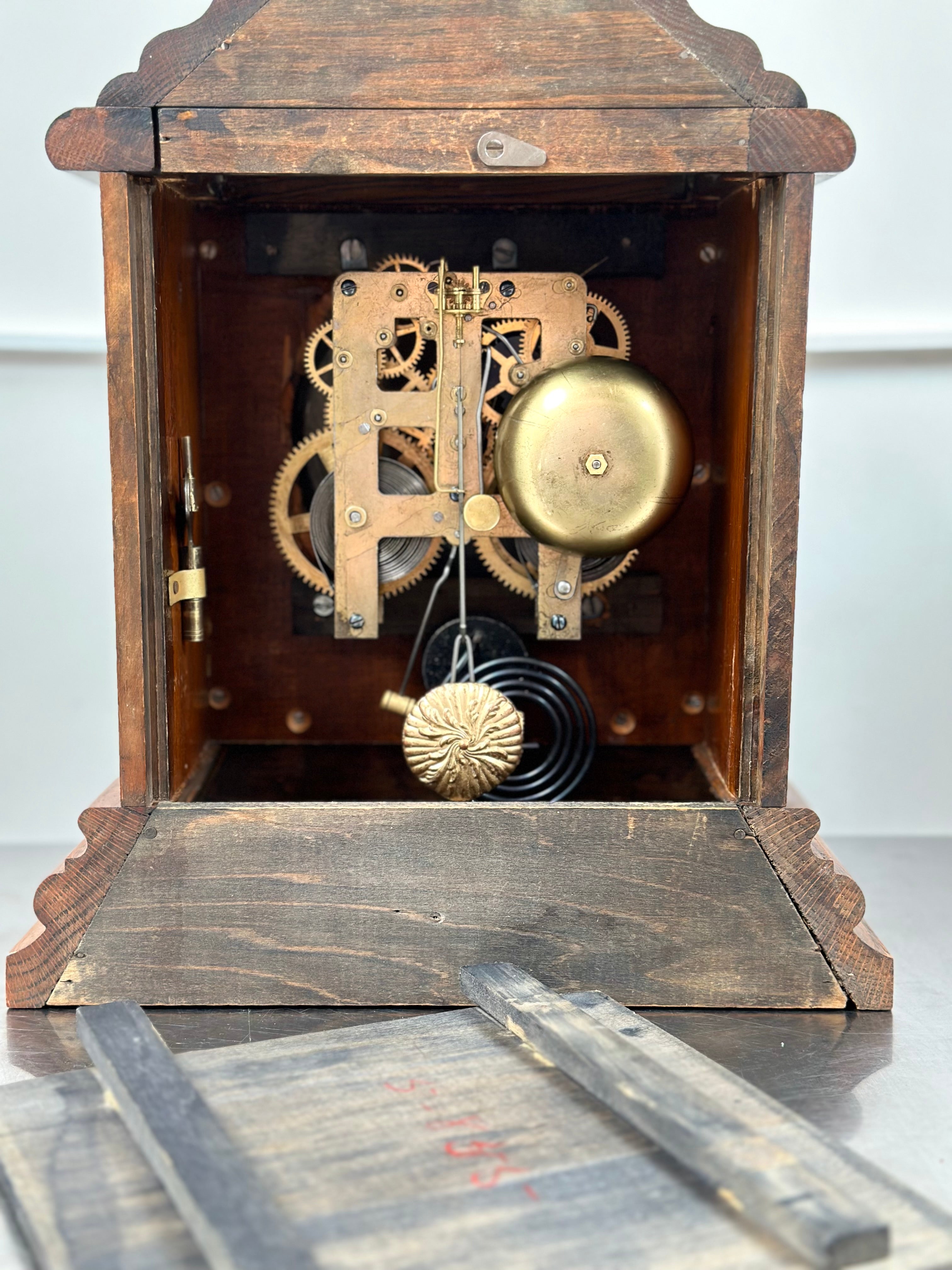 Antique Waterbury Hammer Bell and Coil Chime Mantel Clock | Adelaide Clocks