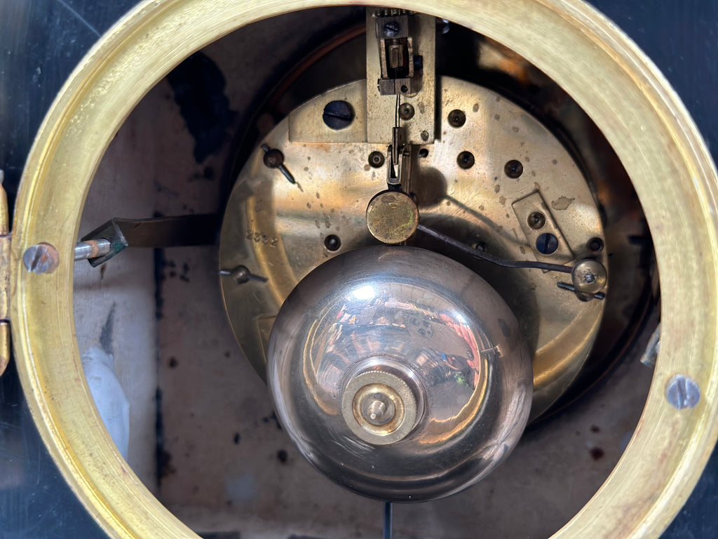 Antique French Slate with Marble Hammer Bell Chime Mantel Clock | Adelaide Clocks