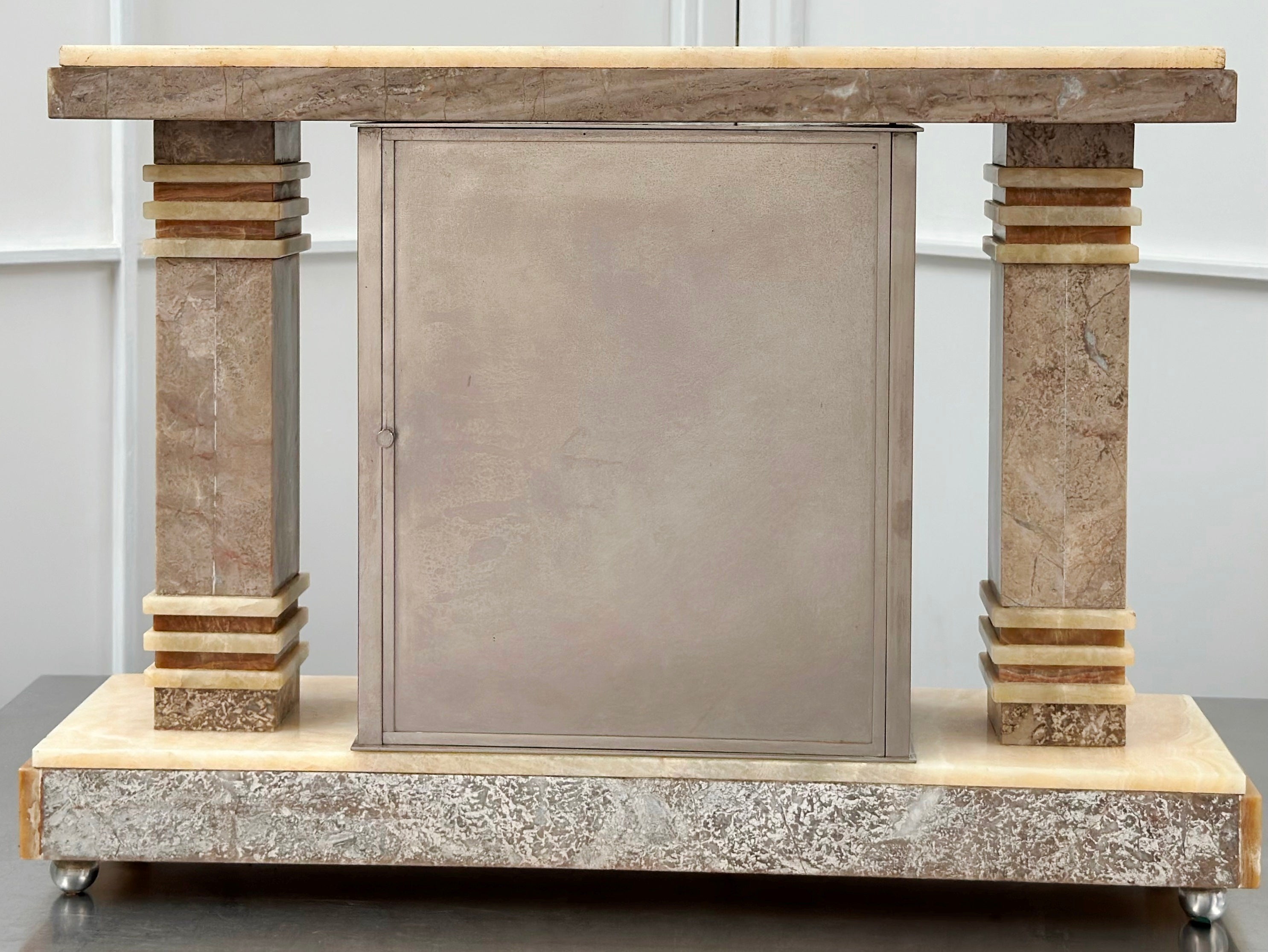 Vintage Art Deco Alabaster Bell Chime French Mantel Clock | Adelaide Clocks