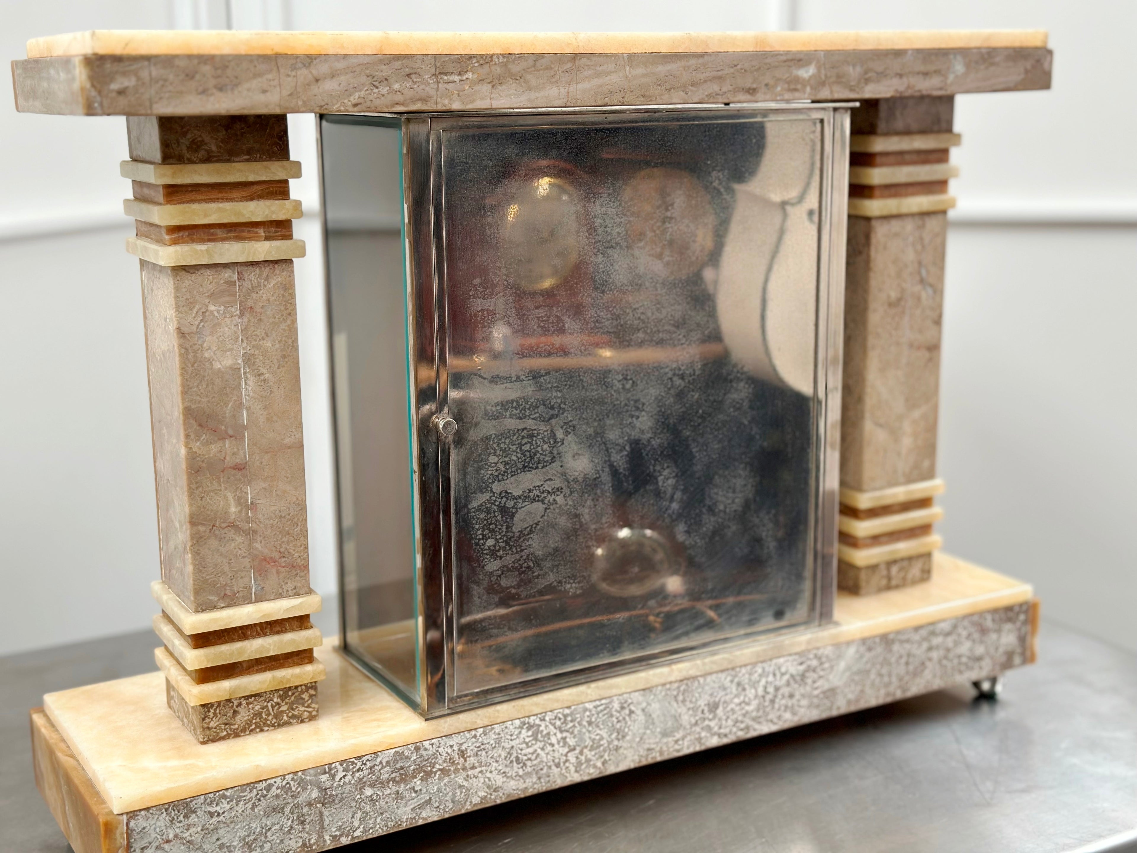 Vintage Art Deco Alabaster Bell Chime French Mantel Clock | Adelaide Clocks