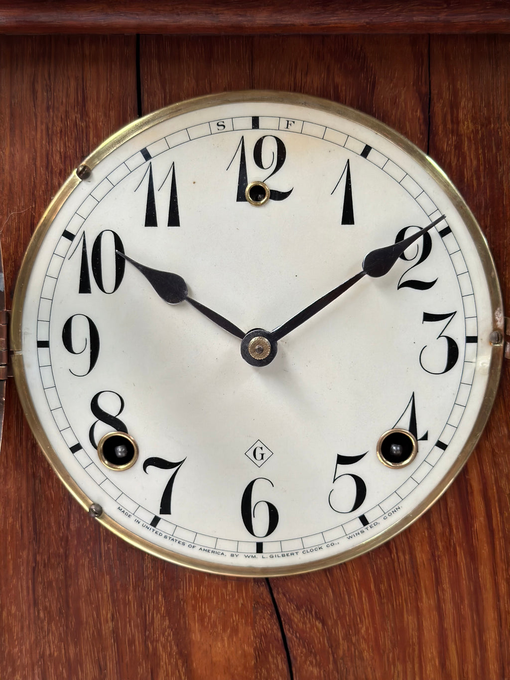  Antique GILBERT U.S.A Bell Chime and Hammer on Coil Strike Mantel Clock | Adelaide Clocks