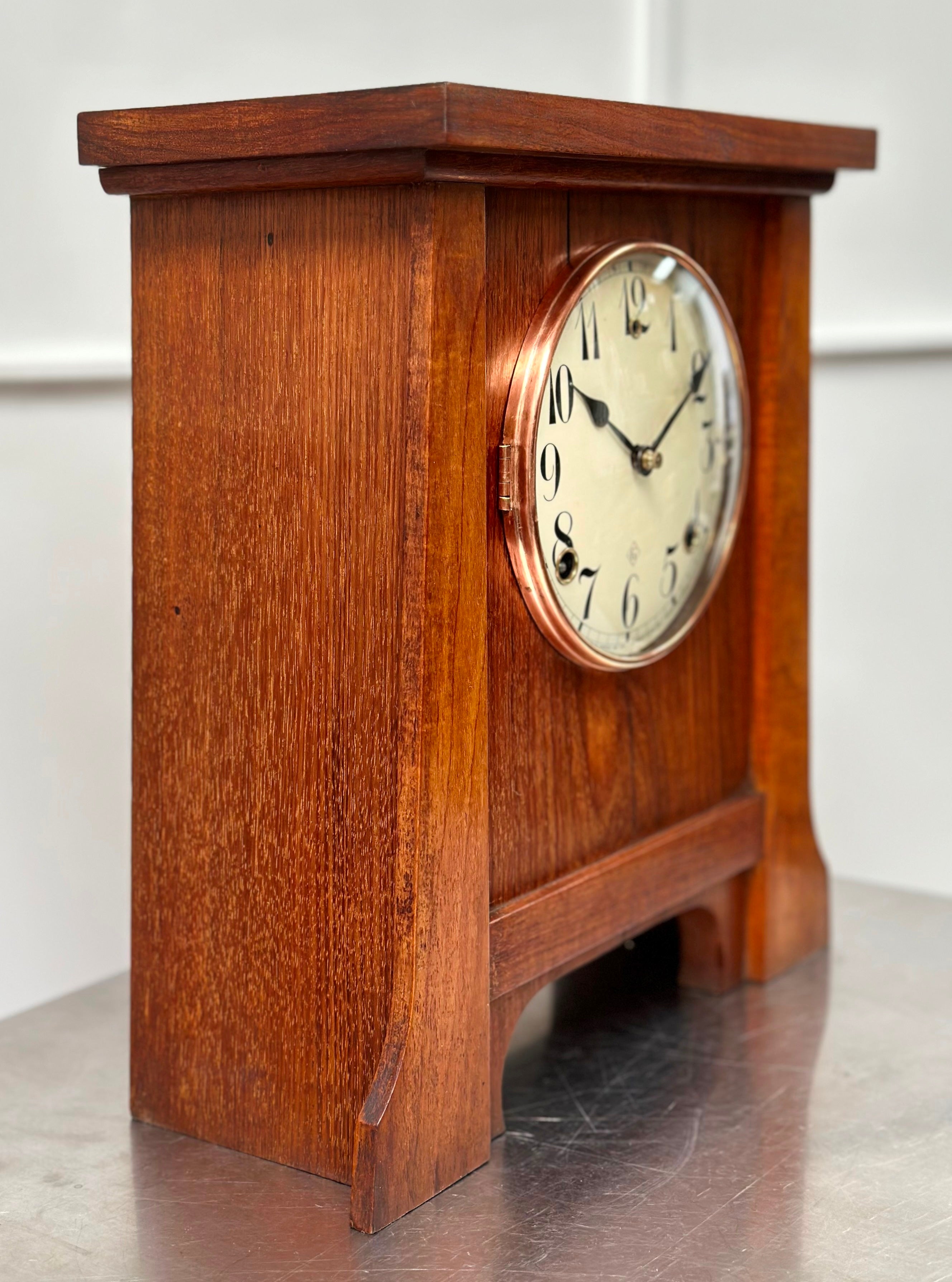  Antique GILBERT U.S.A Bell Chime and Hammer on Coil Strike Mantel Clock | Adelaide Clocks