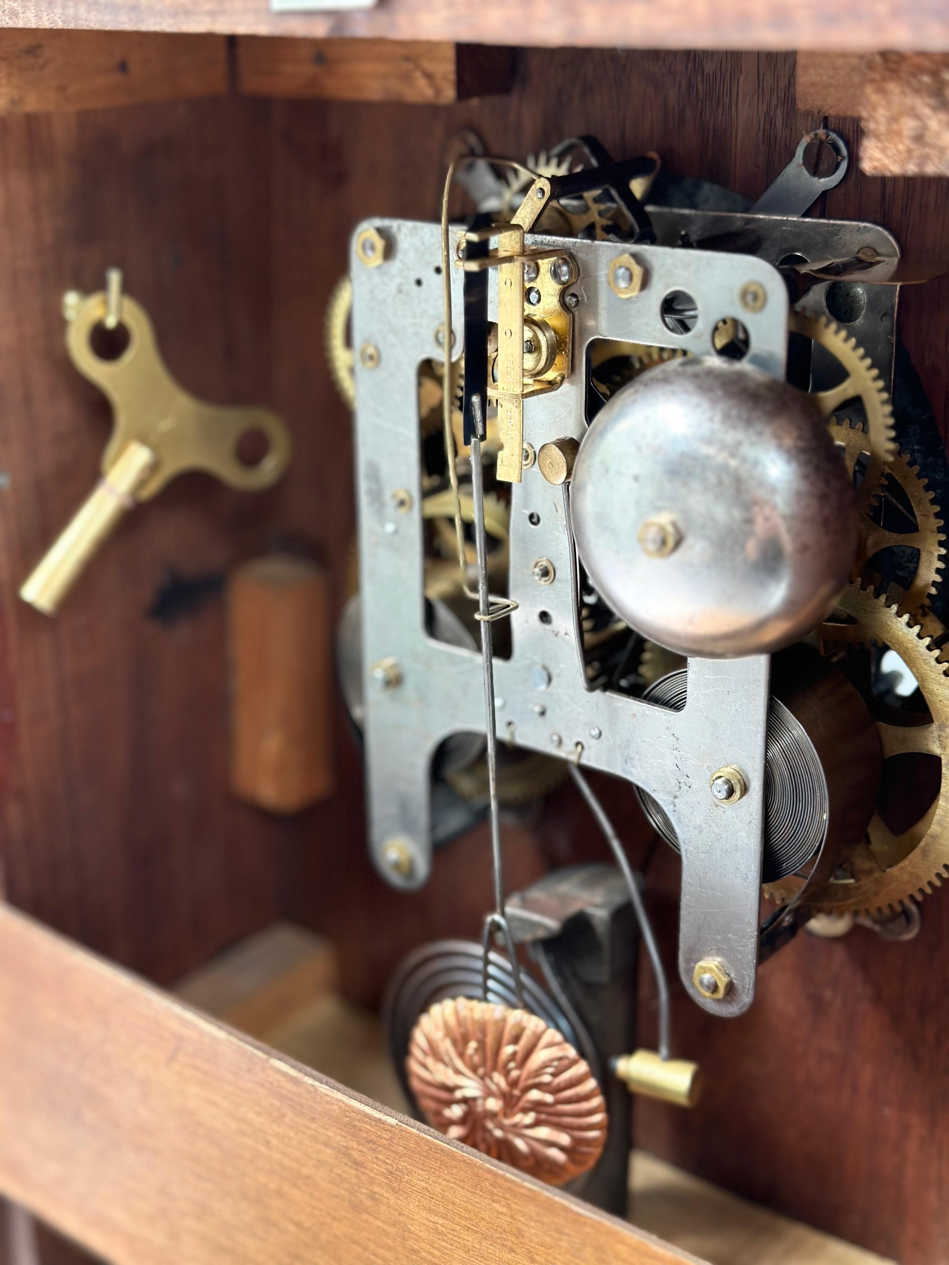  Antique GILBERT U.S.A Bell Chime and Hammer on Coil Strike Mantel Clock | Adelaide Clocks