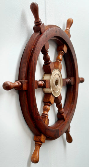 Vintage Wooden Ships Steering Wheel Wall Hanging | Adelaide Clocks