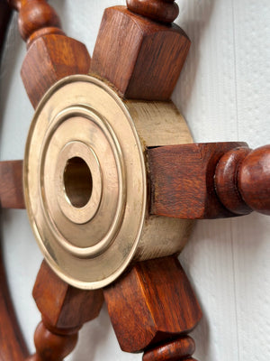 Vintage Wooden Ships Steering Wheel Wall Hanging | Adelaide Clocks