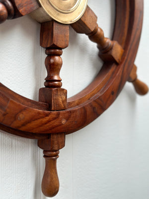 Vintage Wooden Ships Steering Wheel Wall Hanging | Adelaide Clocks