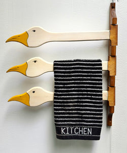 Vintage Geese Duck Wooden Kitchen / Bathroom Towel Rack Holder | eXibit collection