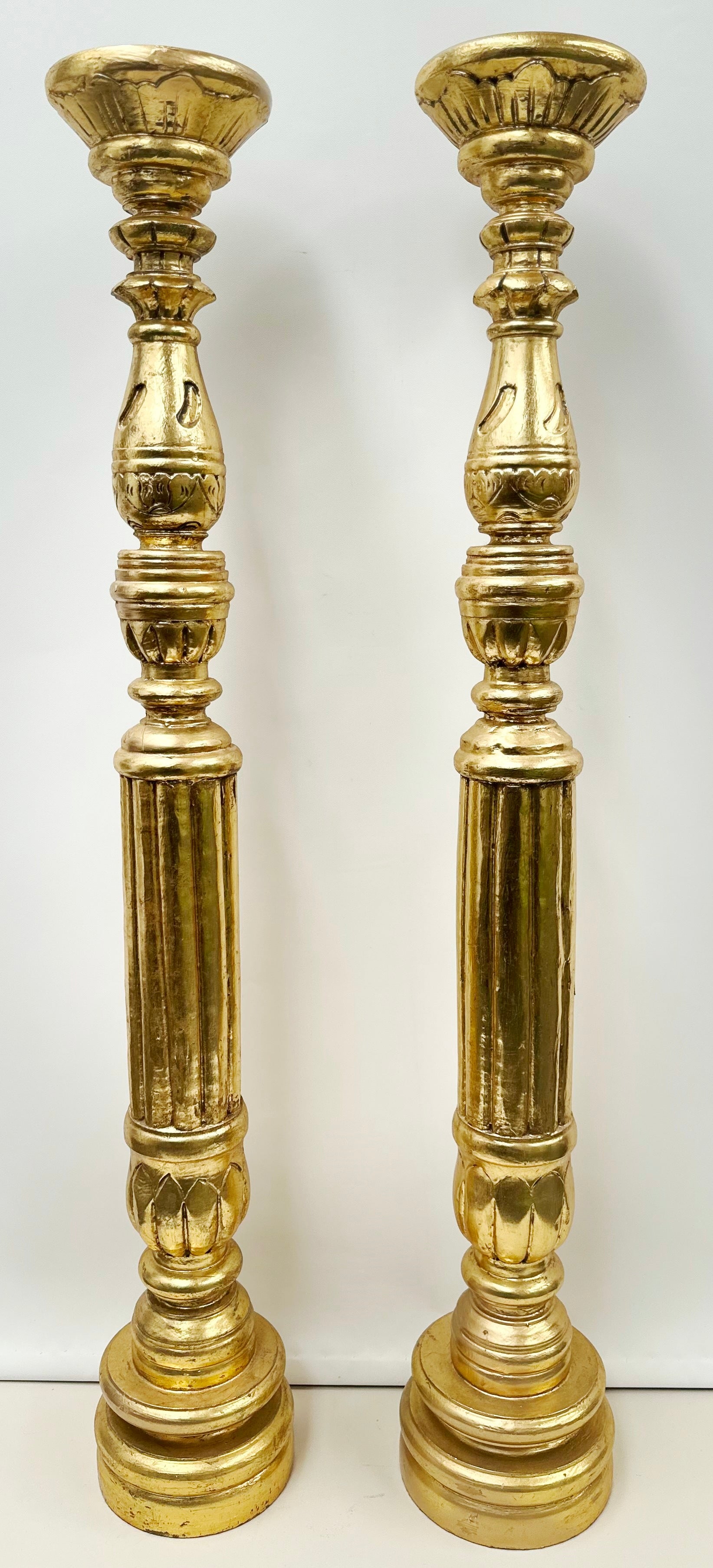 Vintage Gold Gilt
Ornate Wooden Pair of
Pedestal Candle Holders | Adelaide Clocks