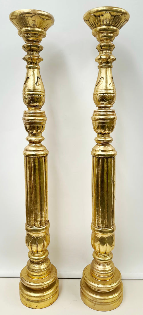 Vintage Gold Gilt
Ornate Wooden Pair of
Pedestal Candle Holders | Adelaide Clocks