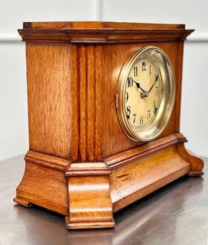 Antique Oak Wood Grain Battery Mantel Clock | Adelaide Clocks