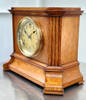 Antique Oak Wood Grain Battery Mantel Clock | Adelaide Clocks