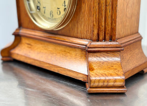 Antique Oak Wood Grain Battery Mantel Clock | Adelaide Clocks