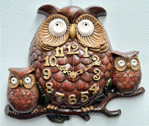 Vintage JUNGHANS Ceramic Arnels OWL Quartz Kitchen Wall Clock | eXibit collection