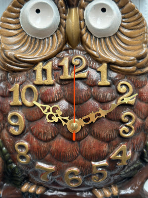 Vintage JUNGHANS Ceramic Arnels OWL Quartz Kitchen Wall Clock | eXibit collection