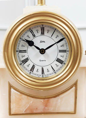 Antique French White Alabaster Battery Mantel Clock | Adelaide Clocks