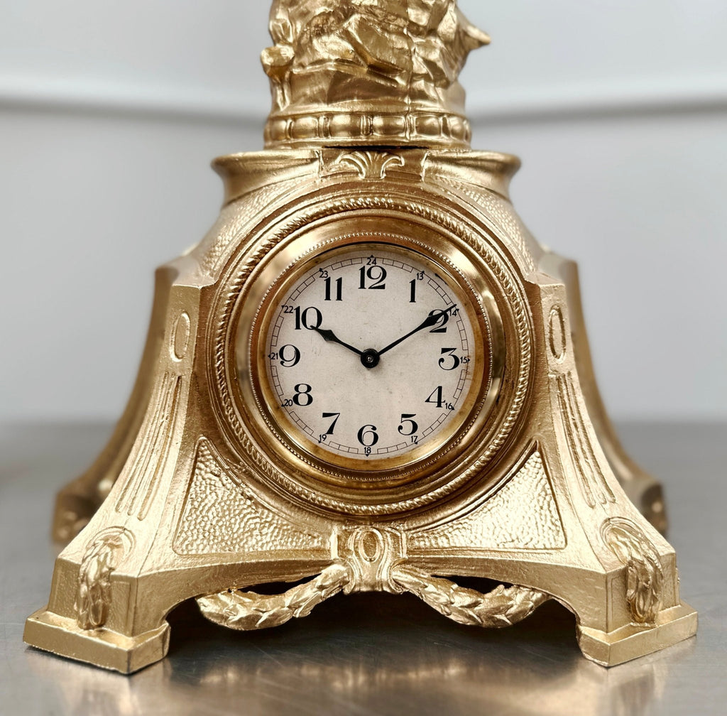 Vintage French Le Jour & Le Nuit Spelter Mantel Clock Set | Adelaide Clocks