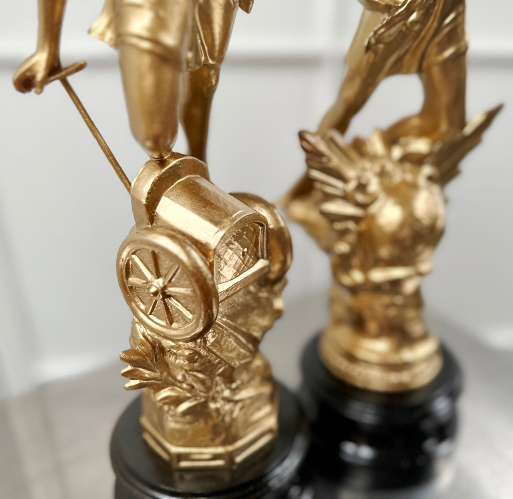 Vintage French Le Jour & Le Nuit Spelter Mantel Clock Set | Adelaide Clocks