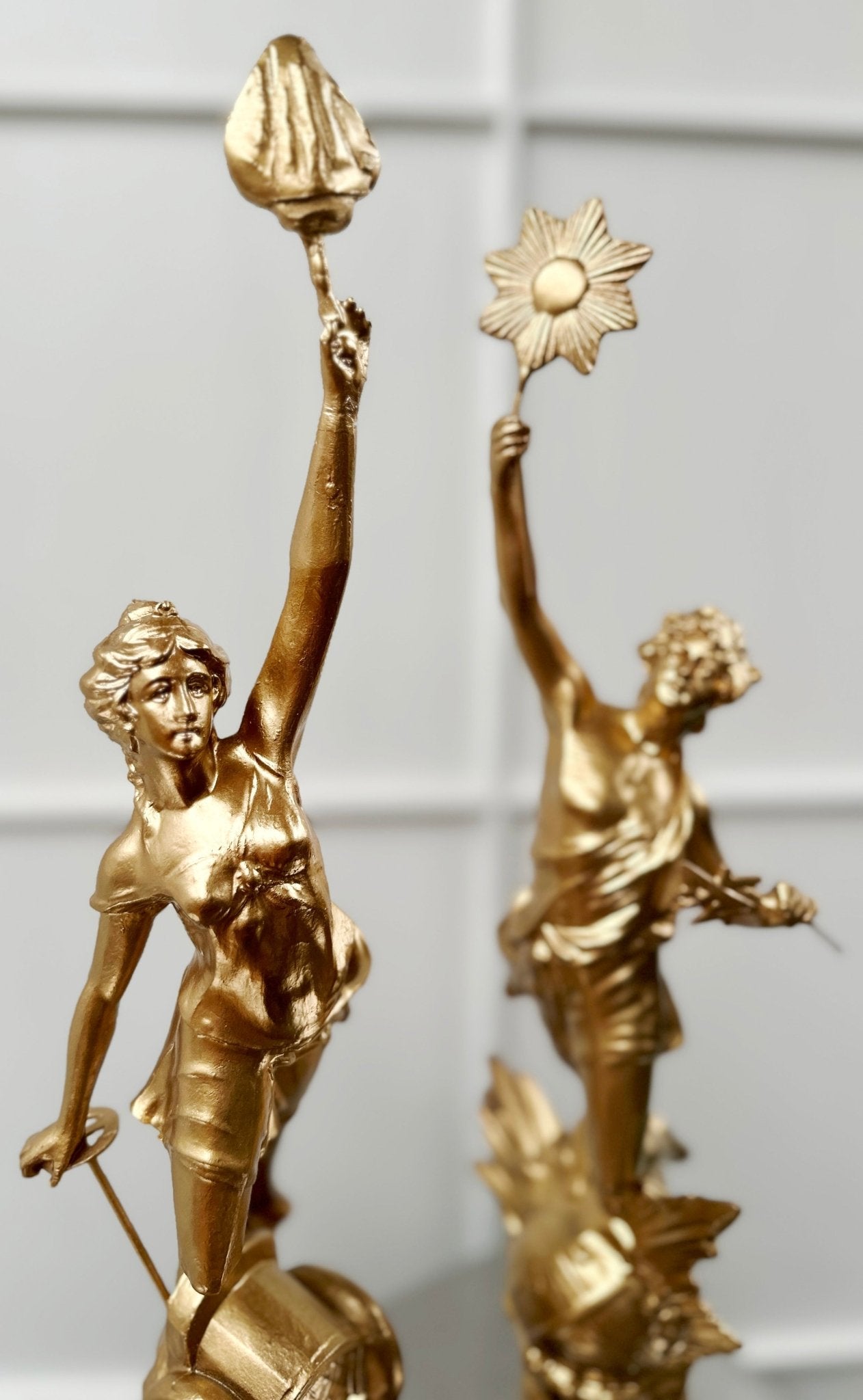 Vintage French Le Jour & Le Nuit Spelter Mantel Clock Set | Adelaide Clocks