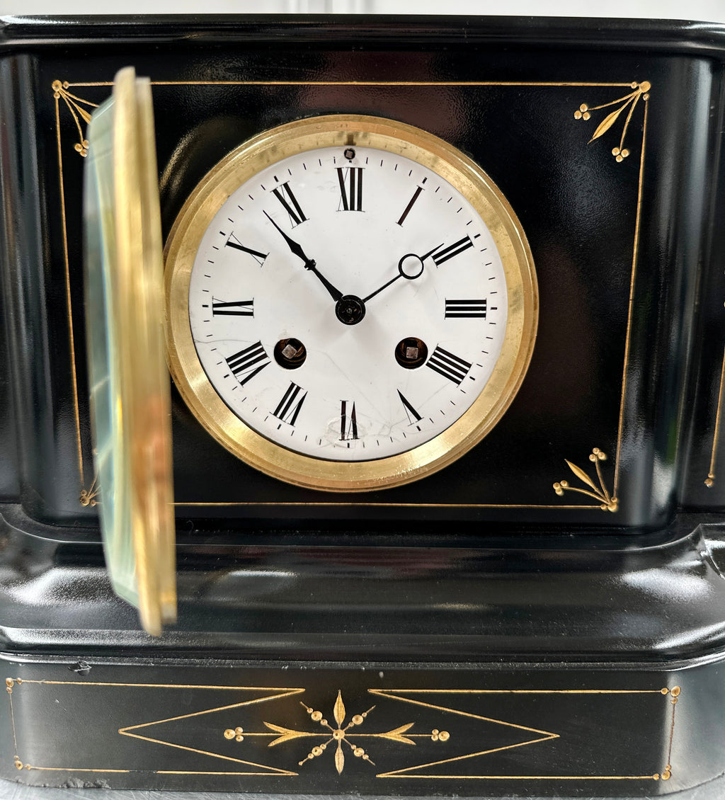 Antique French Slate Hammer on Bell Strike Pendulum Mantel Clock | Adelaide Clocks