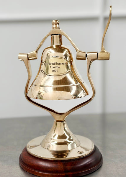 Brassworks London Hotel Shop Swinging Desk Brass Bell | Adelaide Clocks