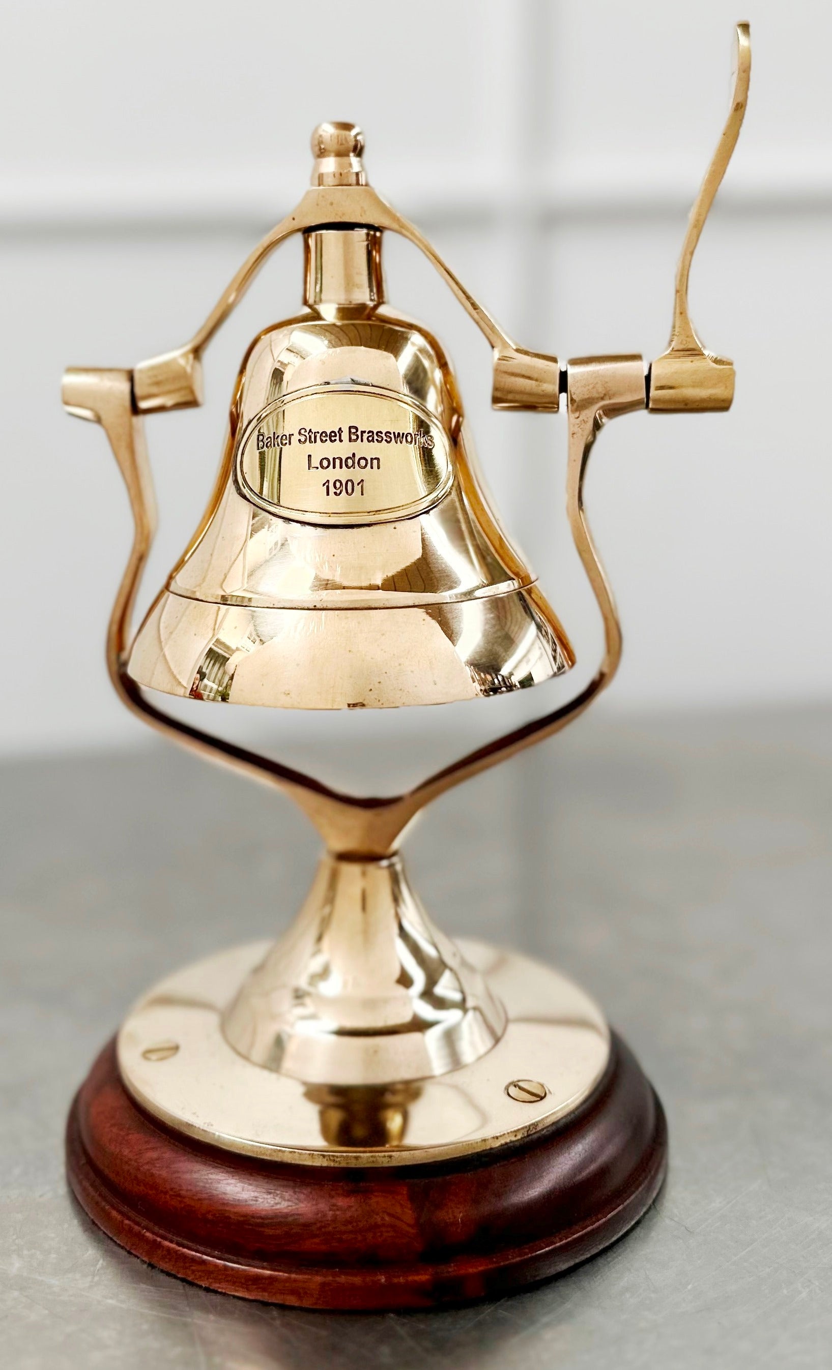 Brassworks London Hotel Shop Swinging Desk Brass Bell | Adelaide Clocks