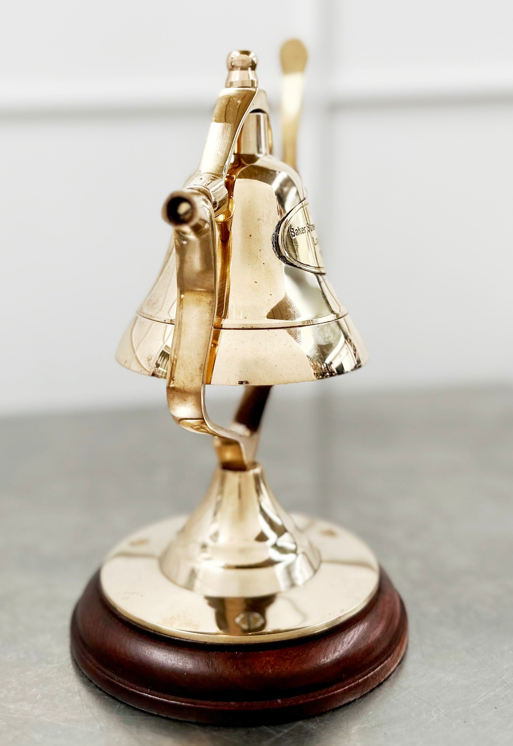 Brassworks London Hotel Shop Swinging Desk Brass Bell | Adelaide Clocks