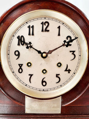 Vintage Westminster German Presentation Plaque Battery Mantel Clock | Adelaide Clocks