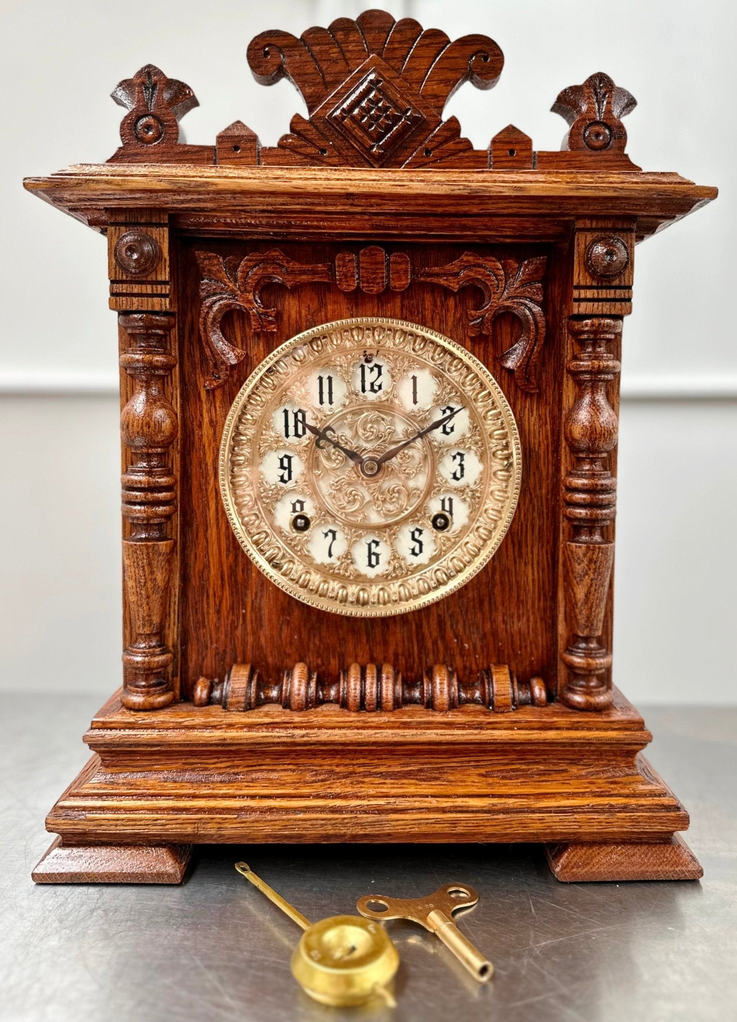 Only Clocks Antique Ansonia SENECA Hammer on Coil Chime Mantel Clock | Adelaide Clocks