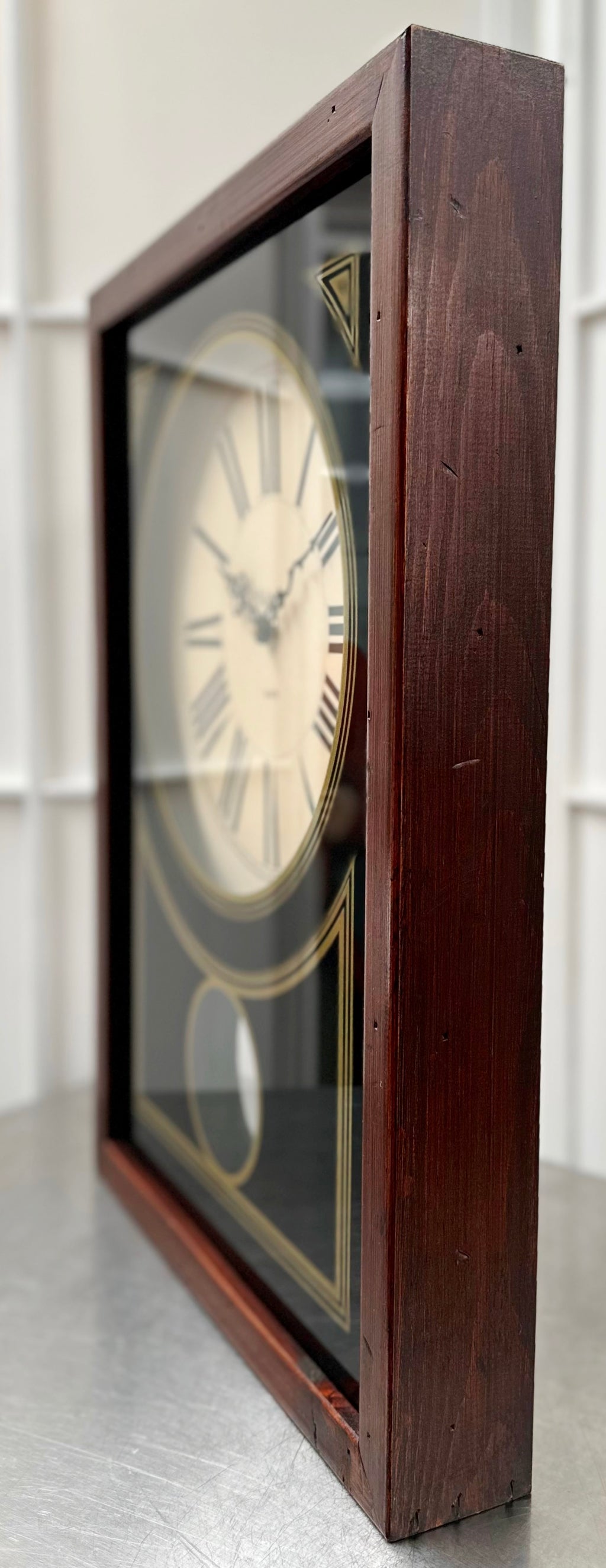 Vintage Wood & Glass Pendulum Battery Wall Clock | Adelaide Clocks