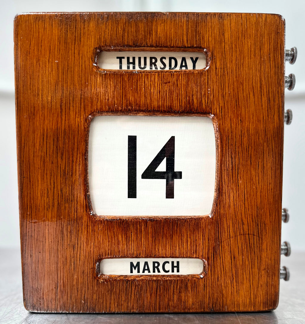Vintage Perpetual Post Office Table Desk Wooden Calendar | Adelaide Clocks