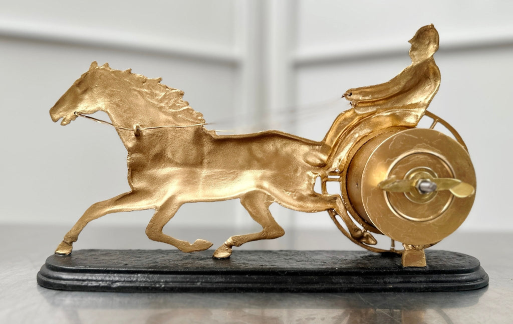 Antique Cast Iron Jockey & Racing Horse Converted to Quartz Mantel Clock | Adelaide Clocks
