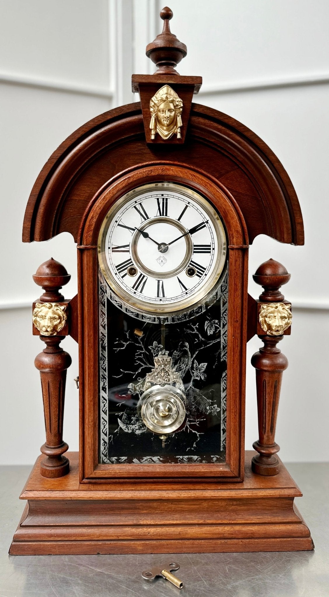 Antique Ansonia King Hammer on Coil Pendulum Mantel Clock | Adelaide Clocks