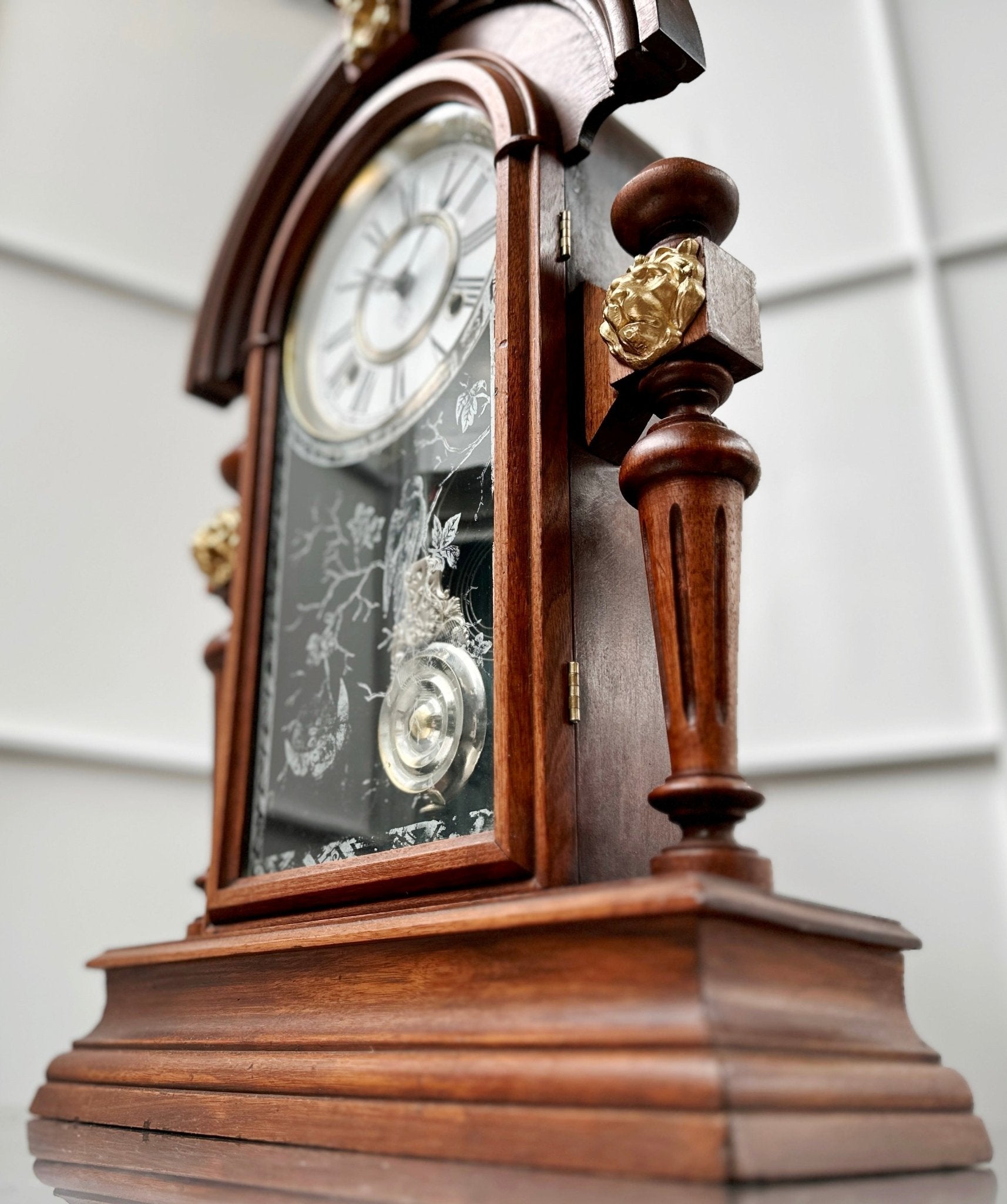 Antique Ansonia King Hammer on Coil Pendulum Mantel Clock | Adelaide Clocks