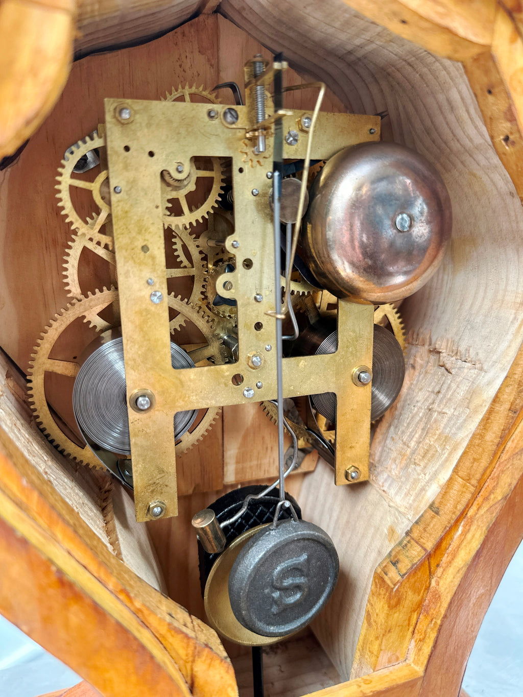 Antique Oak Wood Sessions Twin Bell Chime Mantel Clock | Adelaide Clocks