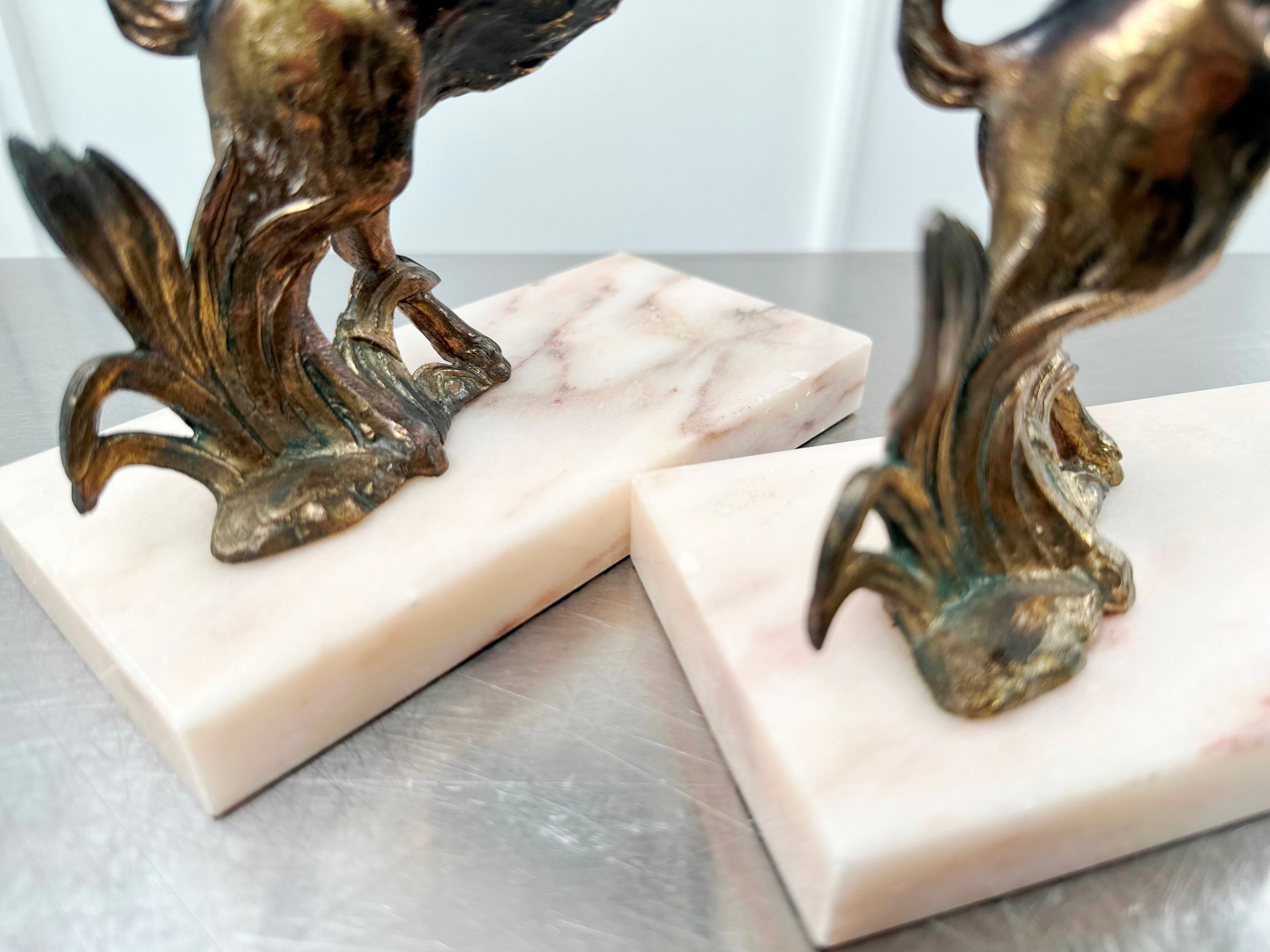 Antique Spelter Pair Goat Marble Bookends | Adelaide Clocks