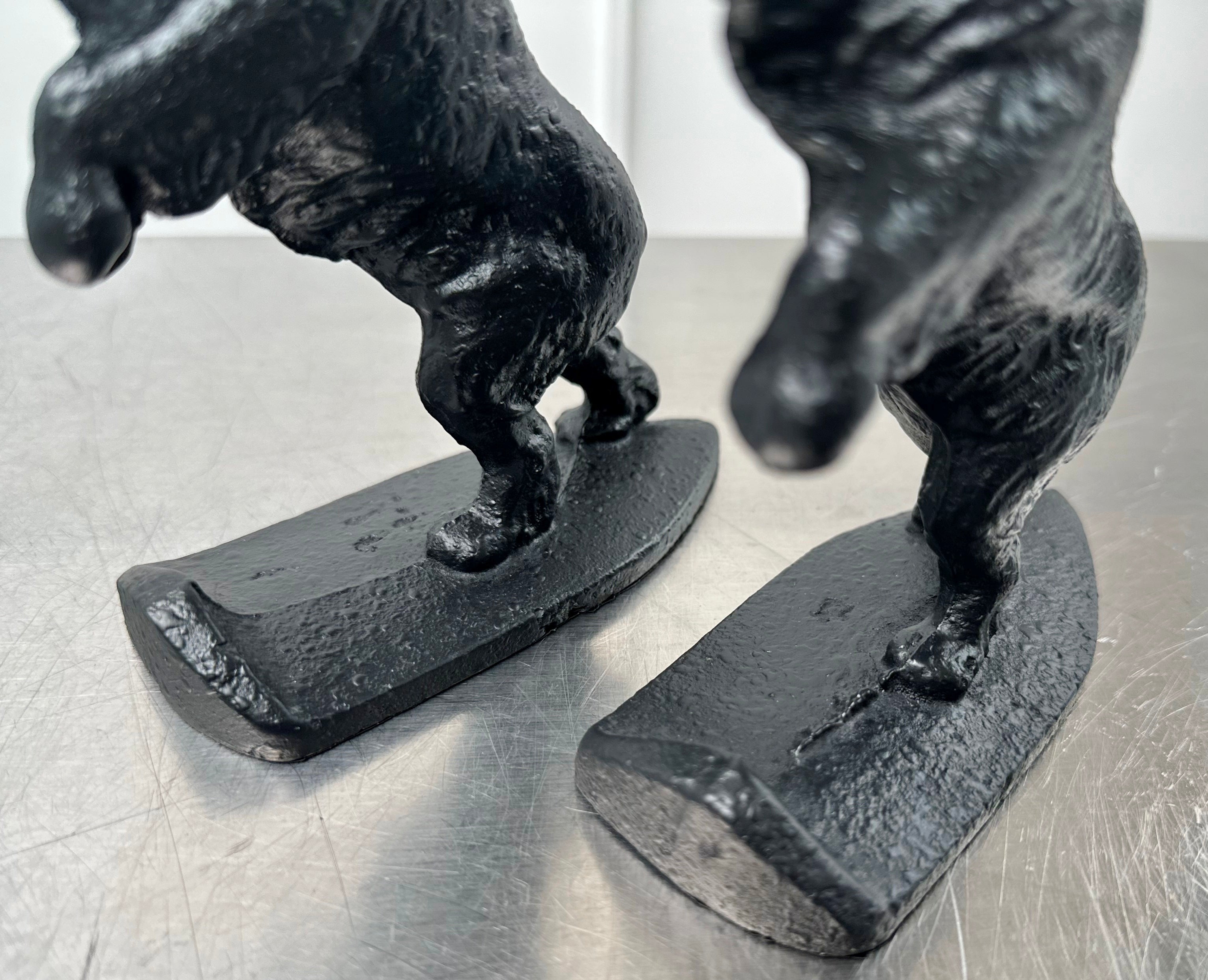 Vintage Pair Cocker Spaniel Dog Cast Iron Black Bookends | Adelaide Clocks
