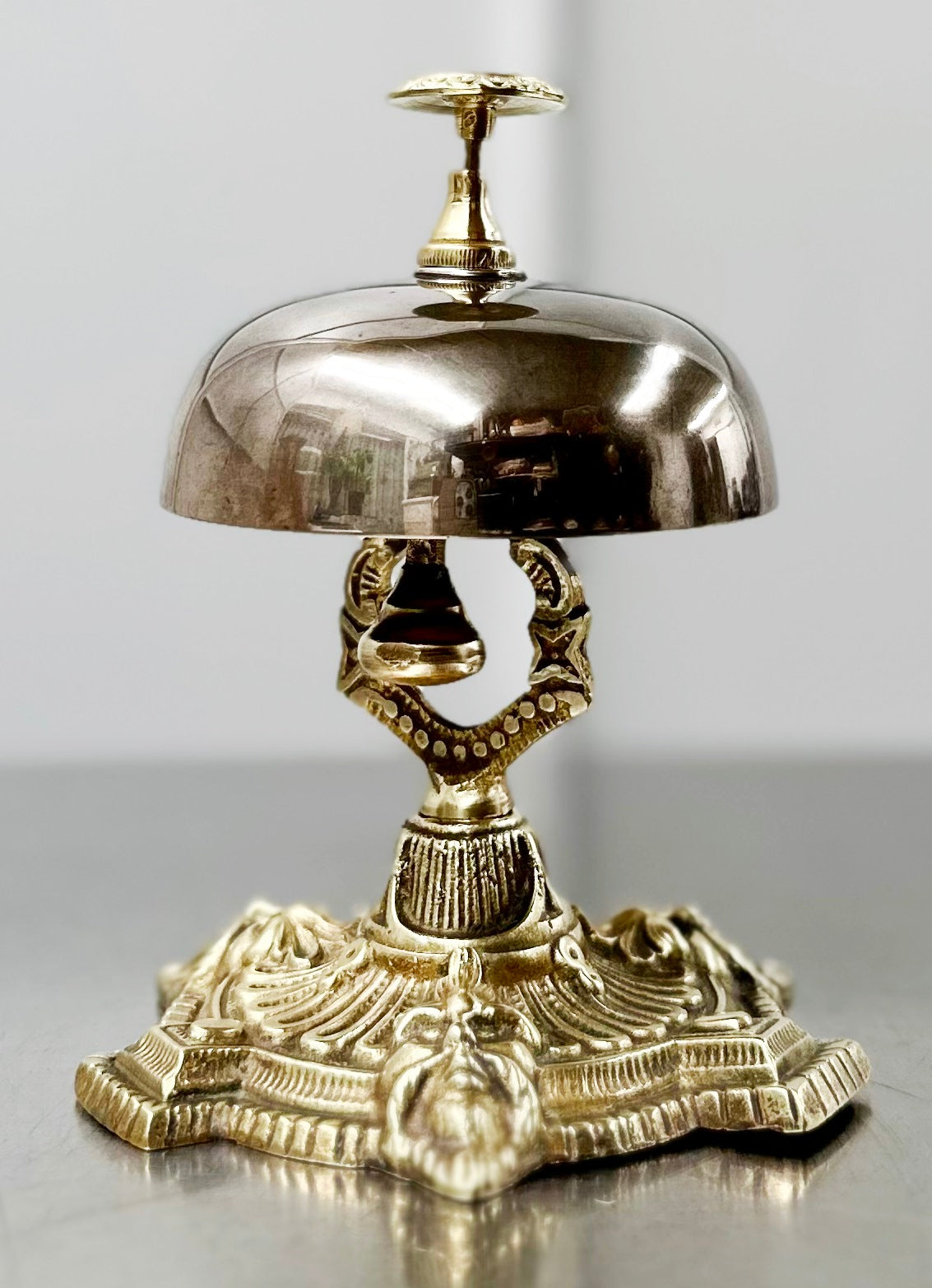 Vintage Ornate BRASS Shop Counter Desk Service Bell | Adelaide Clocks