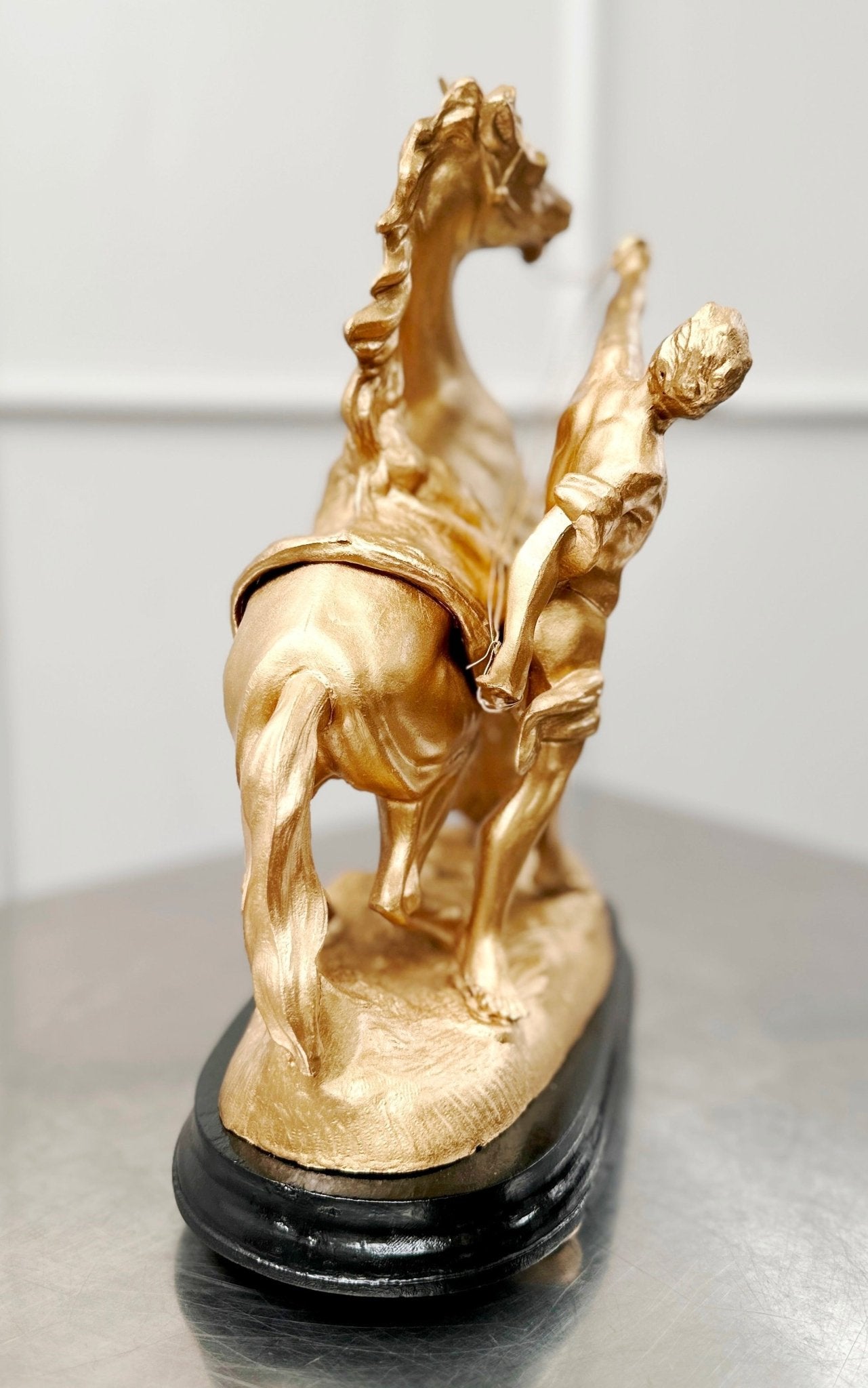 Antique Figural Stallion Horse and Man Quartz Mantel Clock | Adelaide Clocks