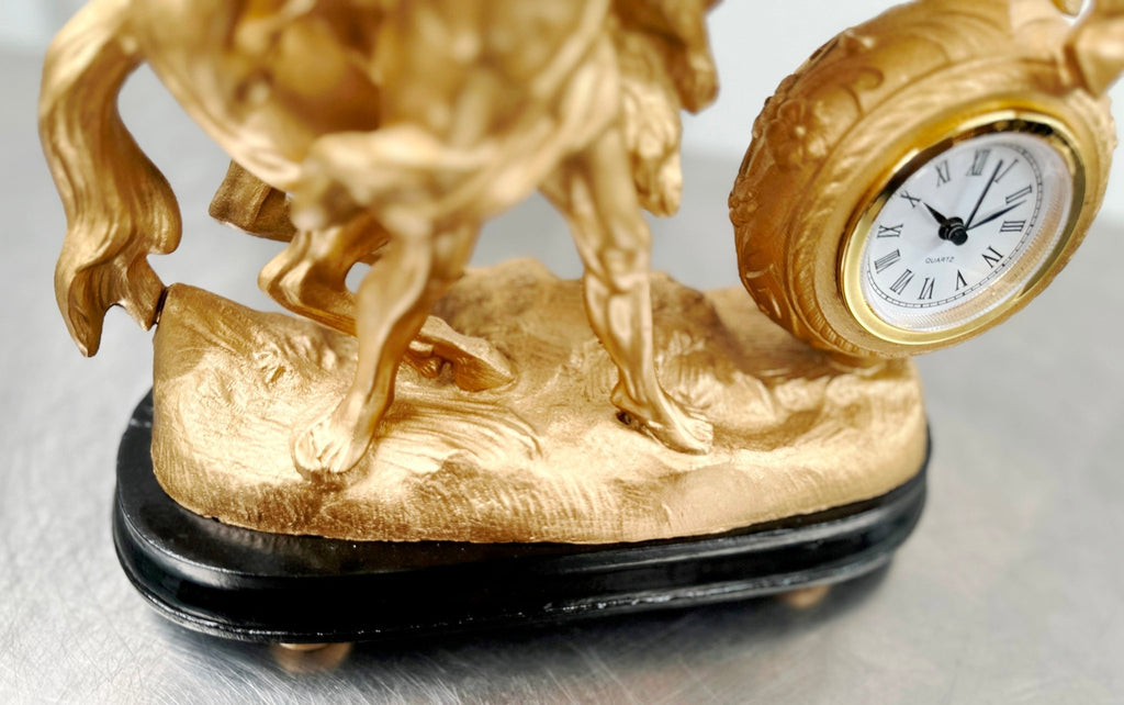 Antique Figural Stallion Horse and Man Quartz Mantel Clock | Adelaide Clocks