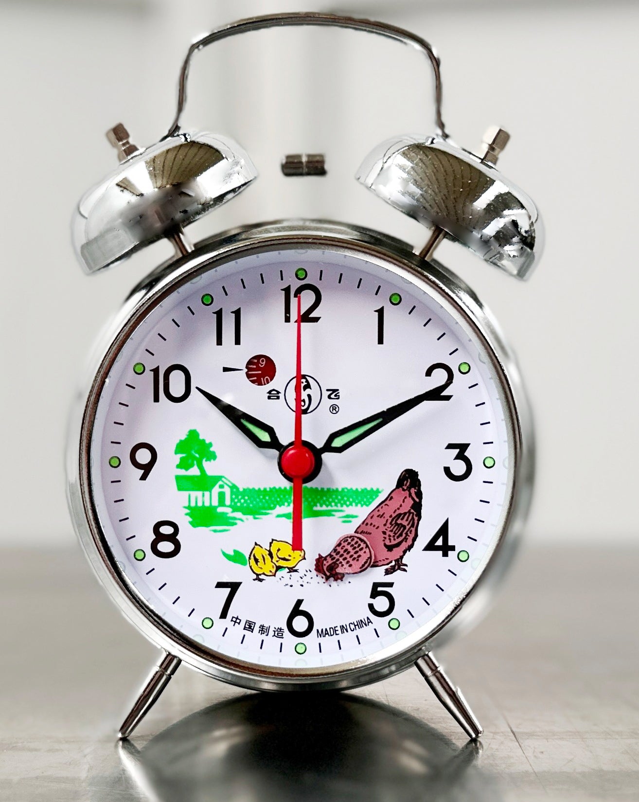 Animated Chicken Hen Pecking Twin bell Desk Alarm Clock | Adelaide Clocks