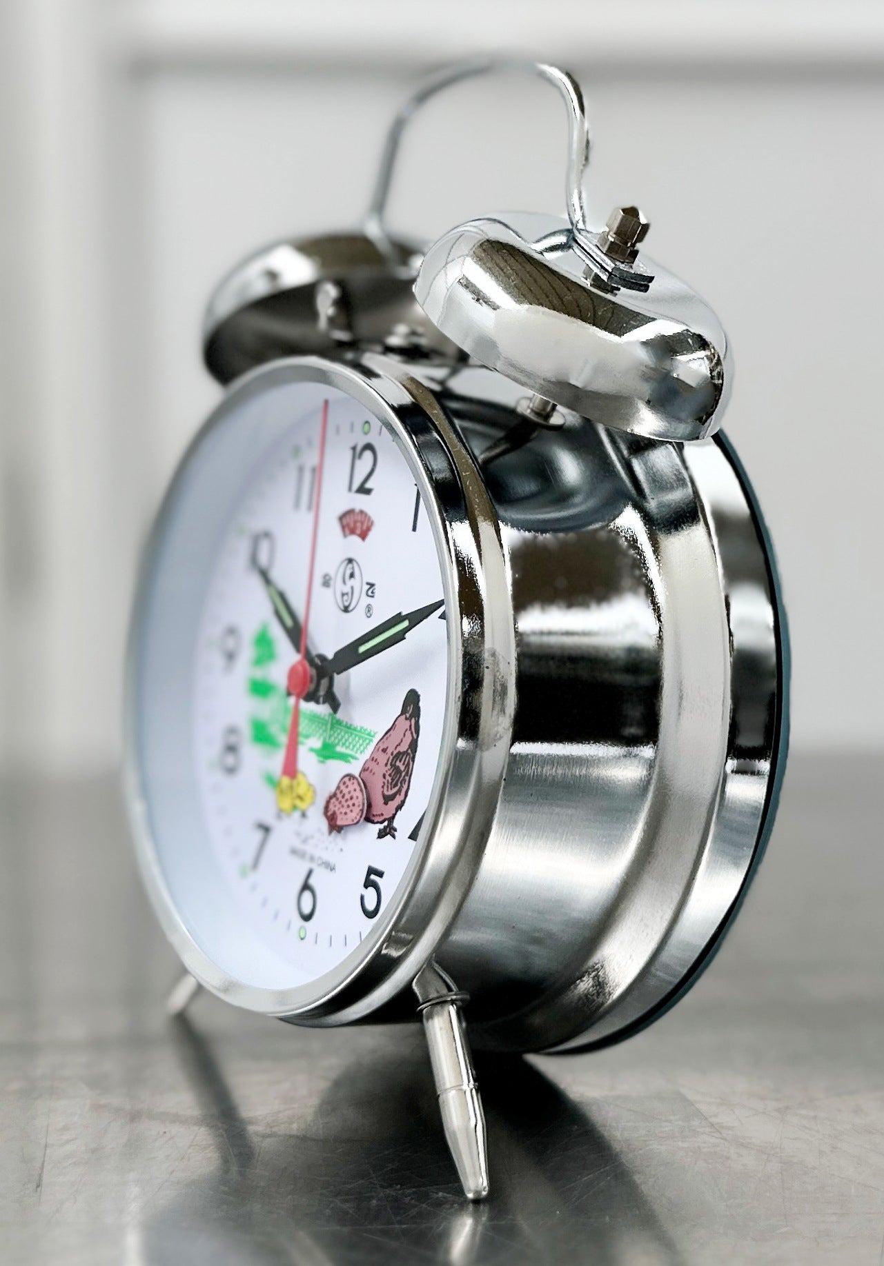 Animated Chicken Hen Pecking Twin bell Desk Alarm Clock | Adelaide Clocks